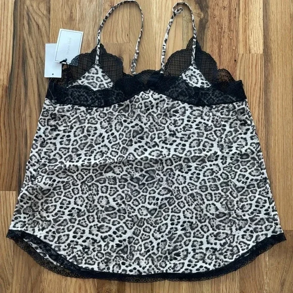 NWT 1. State Leopard Black Lace Tank Top Size S - Picture 4 of 4